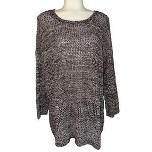 Chico's Women’s Sweater Pullover Shoelace Back Brown Cotton Blend Size 3 US 16